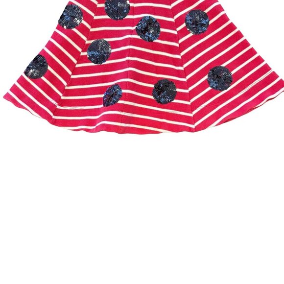 Mini Boden Girls Red White Striped Dress Sequin Polka Dots Long Sleeve 4-5 year - Picture 6 of 8
